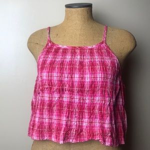 Vintage Arizona Jean Company Plaid Smock Crop Top